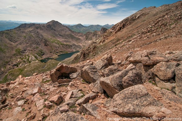 We drove up to the top of the 14,000 foot Mount Evans one afternoon.  This photo shows the aptly named Lake Abyss below.