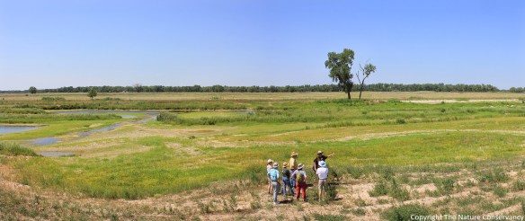 July 13, 2012. A prairie ecologist talks to a tour group about the restored wetland site and is caught on camera doing so.