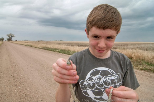 John was patient while I photographed the snake, but finally got his wish to pick it up and take a closer look himself.