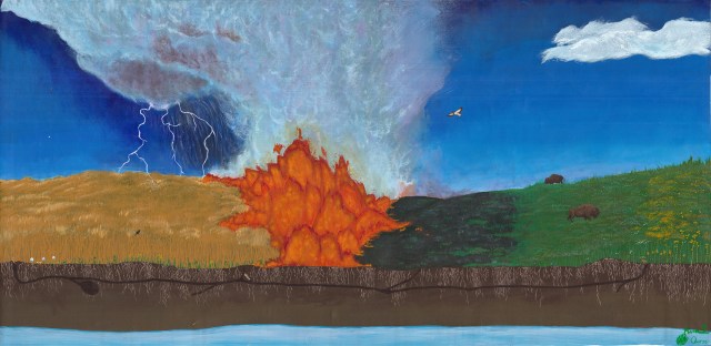 Mural by Kim Tri, inspired by her time in The Nature Conservancy's Platte River Prairies, Nebraska.