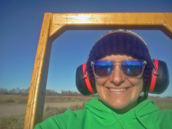 Ear protection: check! Cold protection: check! Awesome sunglasses: check! Don’t worry, I was parked. Photo by Jasmine Cutter.